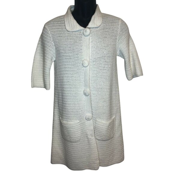525 America Sweaters - 525 America White Button Up Cardigan Sweater 3/4 Sleeve Women's Size Large